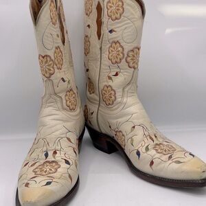 1883 Vintage Lucchese Floral Embroidered Cowboy Boots